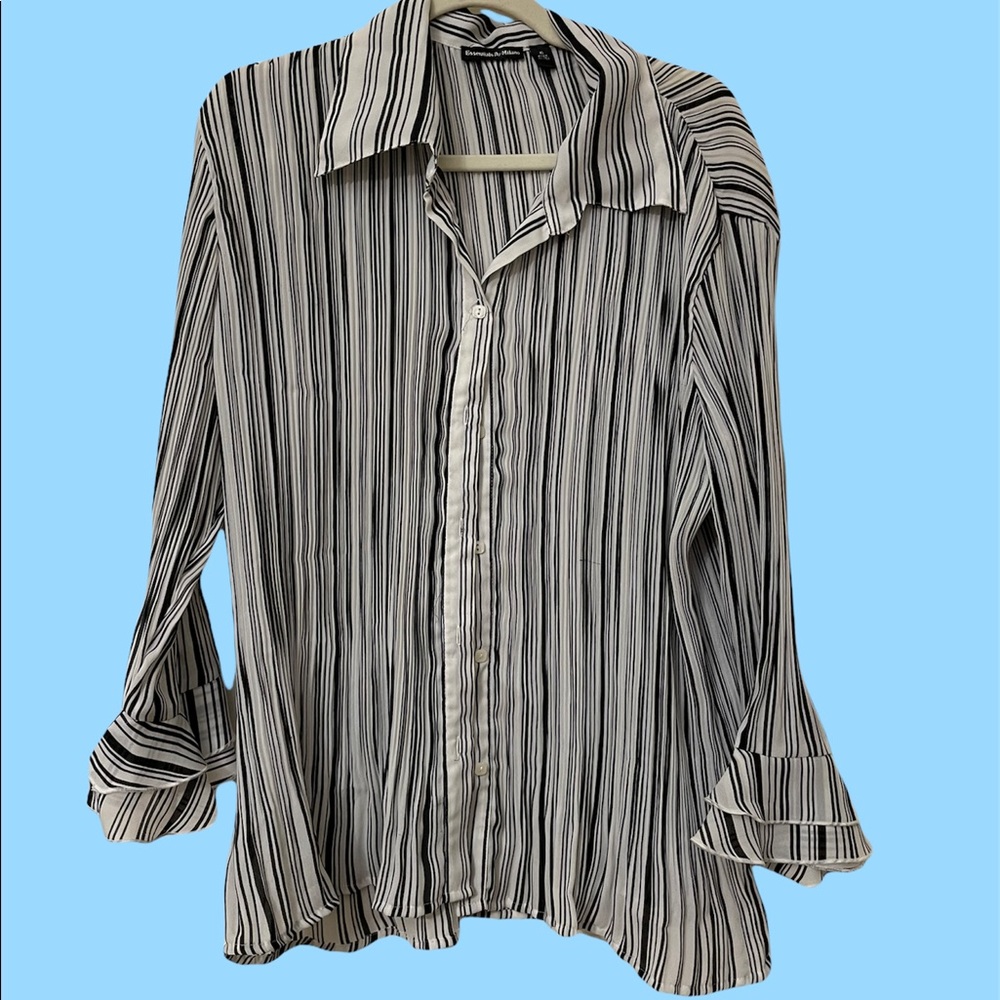 Slimming effect button down blouse